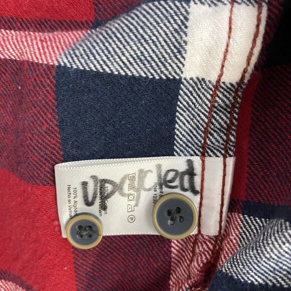 Upcycled Flannel Shirt Shacket Womens 3XL Machinist Grunge Patchwork Folk Art - Picture 13 of 14